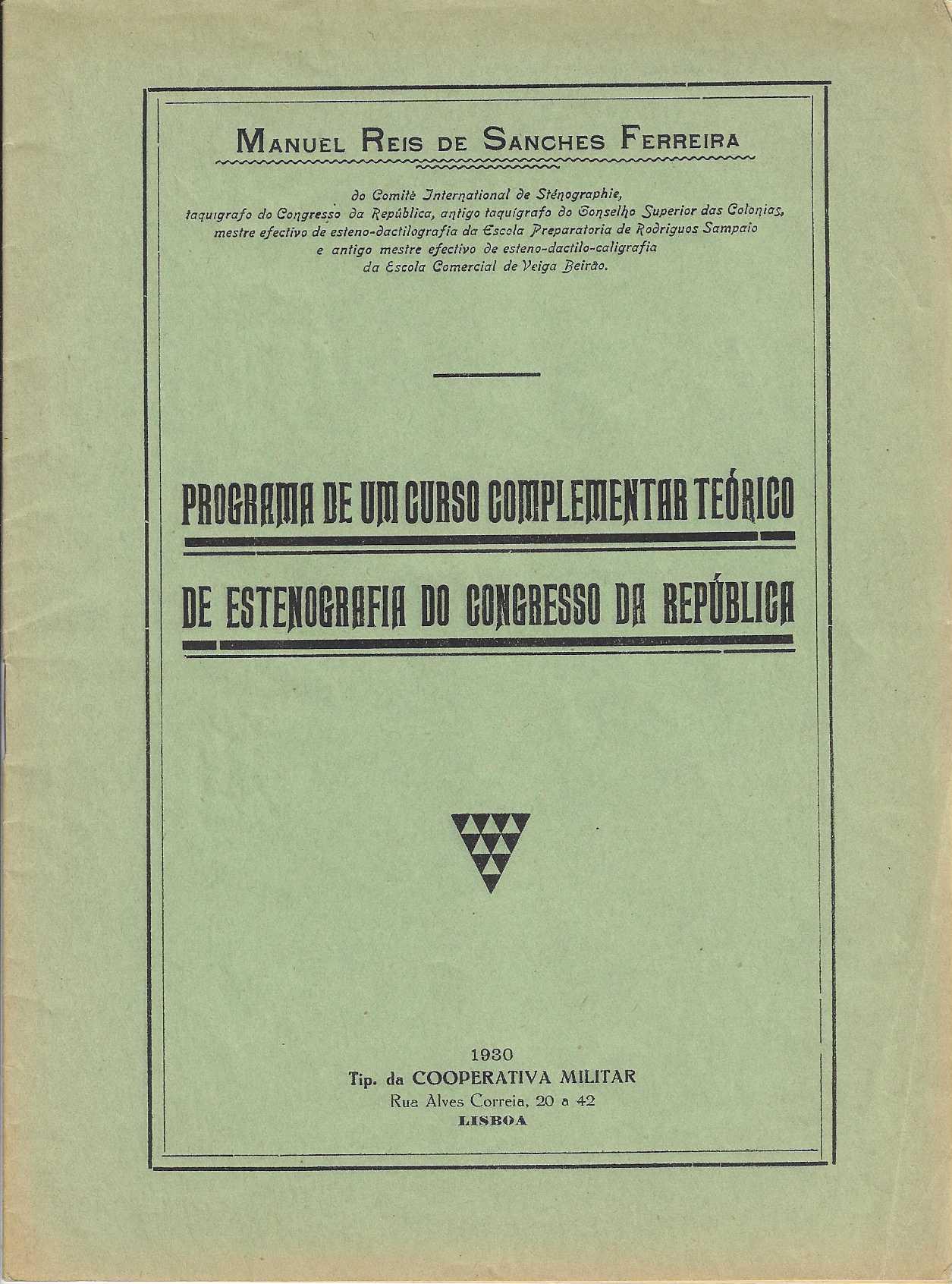 Programa de um Curso Complementar Teórico de Estenografia do Congresso da República cover